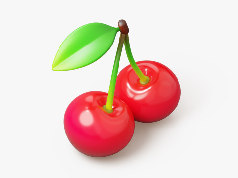 Pair of Stylized Cherries with Leaf Modelo 3D