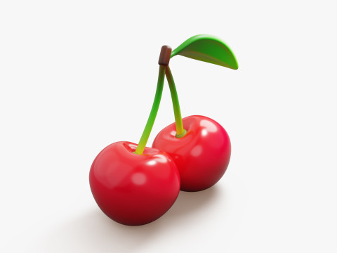Pair of Stylized Cherries with Leaf Modelo 3D