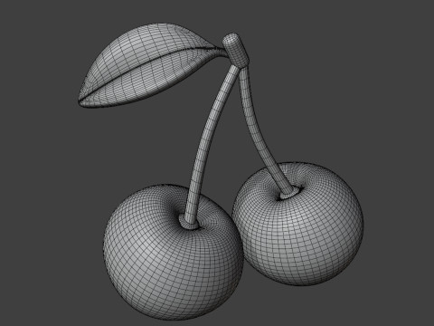 Pair of Stylized Cherries with Leaf Modelo 3D