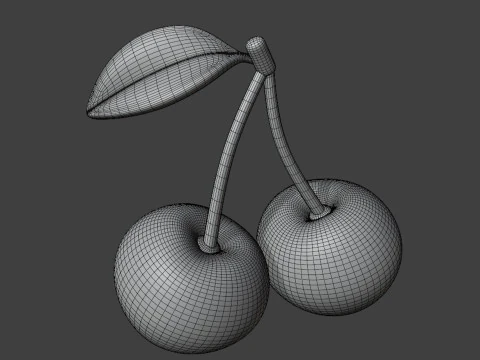 Пара стилизованных вишен с листом 3D Модель