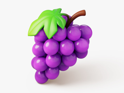 Grapes with Leaf Stylized 3D-Modell