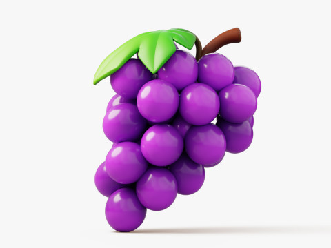 Grapes with Leaf Stylized 3D Model