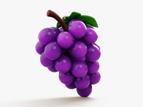 Grapes with Leaf Stylized 3D Model