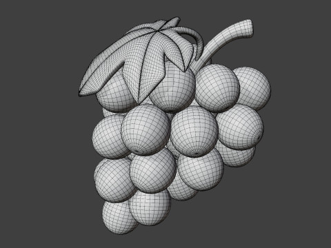 Grapes with Leaf Stylized 3D Model