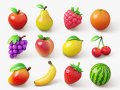 Set of Stylized Colorful Fruits 3D Model