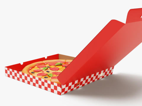 Pepperoni Pizza in Box Stylized Model 3D
