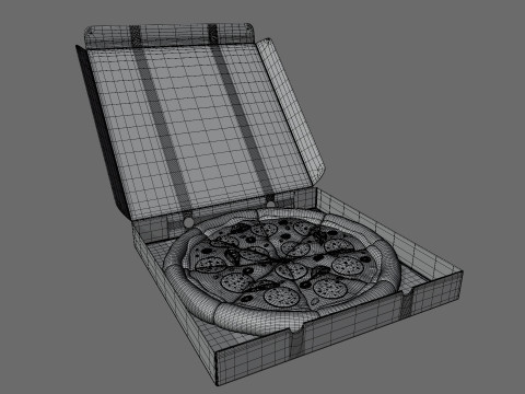Pepperoni Pizza in Box Stylized Model 3D