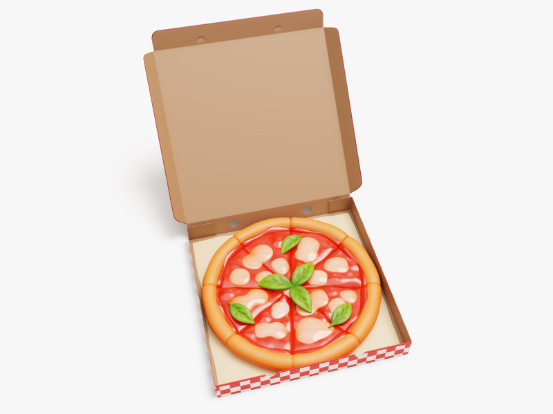 Margherita Pizza in Box Stylized Modelo 3D .c4d .max .obj .3ds .fbx .stl .blend