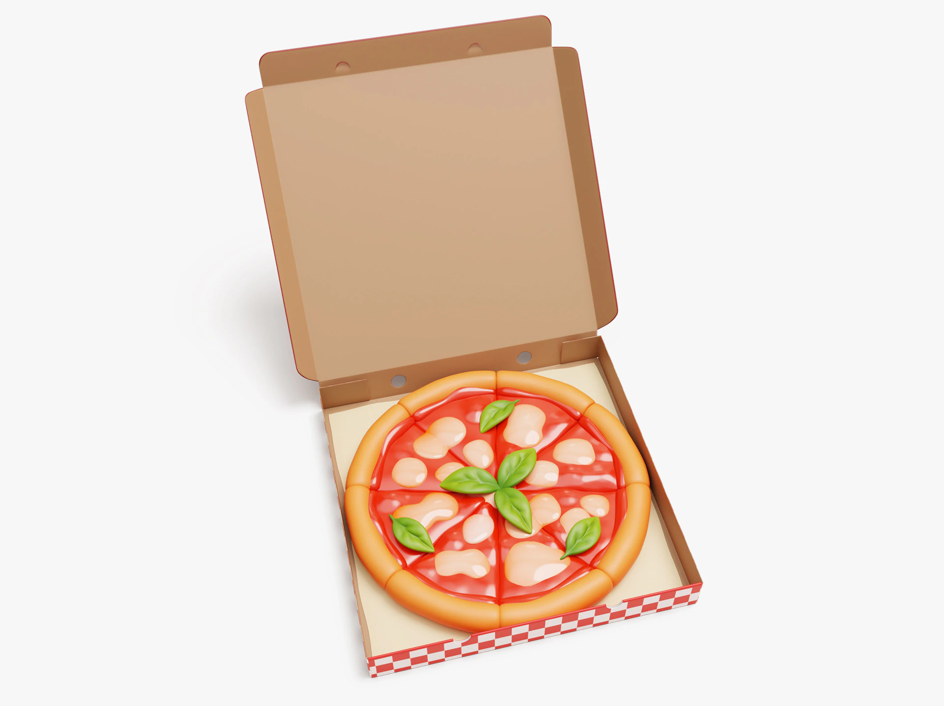 Margherita Pizza in Box Stylized 3D Model .c4d .max .obj .3ds .fbx .stl .blend 