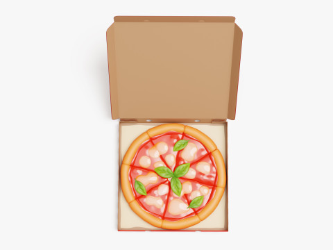 Margherita Pizza in Box Stylized Modelo 3D