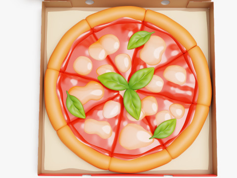 Margherita Pizza in Box Stylized Modelo 3D