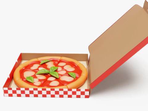 Margherita Pizza in Box Stylized 3D Model