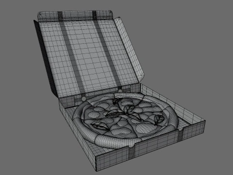 Margherita Pizza in Box Stylized 3D Model
