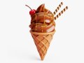 Chocolate Ice Cream Cone 3D 모델
