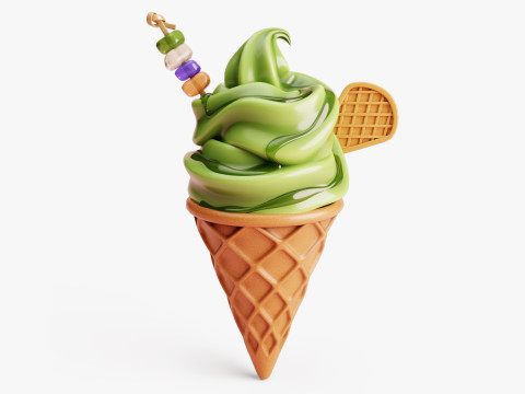 Matcha Ice Cream Cone 3Dモデル