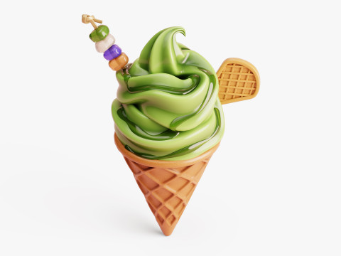 Matcha Ice Cream Cone 3D मॉडल