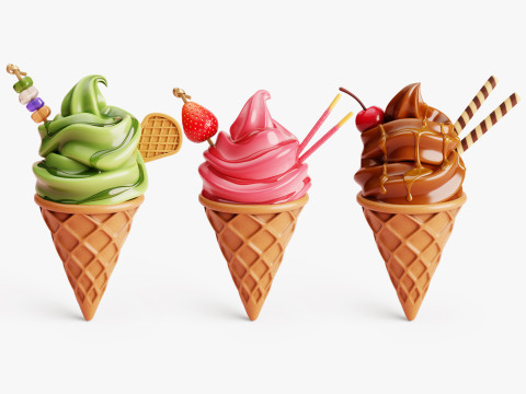Ice Cream Cone Collection 3D Model