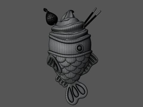 Strawberry Taiyaki Ice Cream Stylized Modelo 3D
