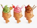 Taiyaki Fish Ice Creams Collection Modelo 3D