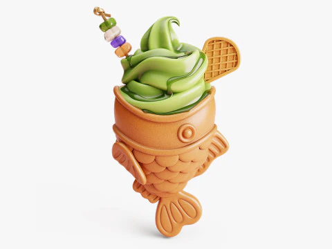 Taiyaki Fish Ice Creams Collection 3D Model