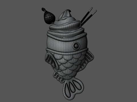 Taiyaki Fish Ice Creams Collection 3D Model