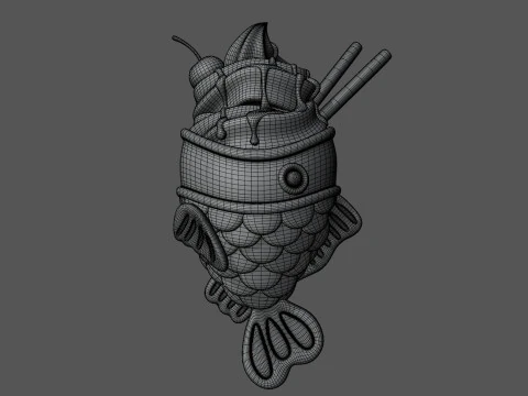Taiyaki Fish Ice Creams Collection 3D Model