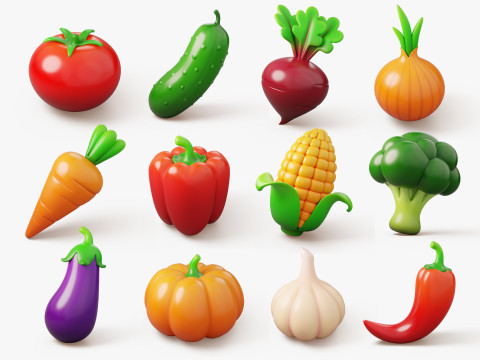 Stylized Vegetable Pack 3D Модель