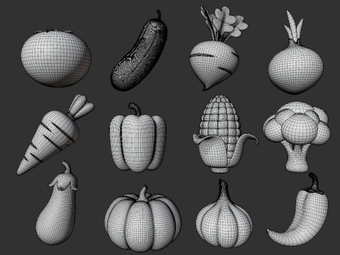 Stylized Vegetable Pack Modello 3D