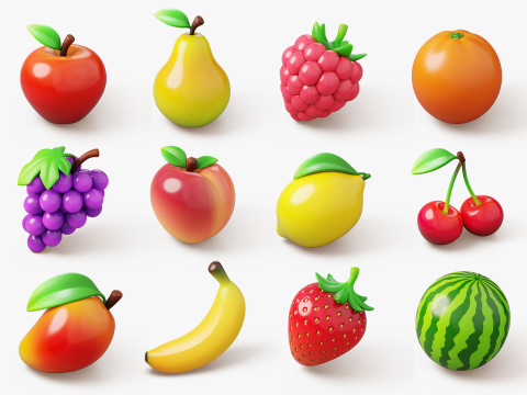 Stylized Fruits and Vegetables Pack Modelo 3D