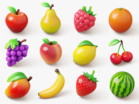 Stylized Fruits and Vegetables Pack 3D Model