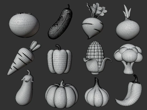 Stylized Fruits and Vegetables Pack 3D Model