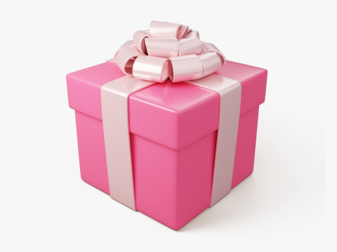 Stylized Pink Gift Box 3D Модель