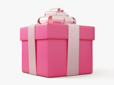 Stylized Pink Gift Box Modello 3D