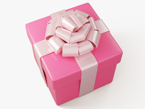 Stylized Pink Gift Box Modello 3D