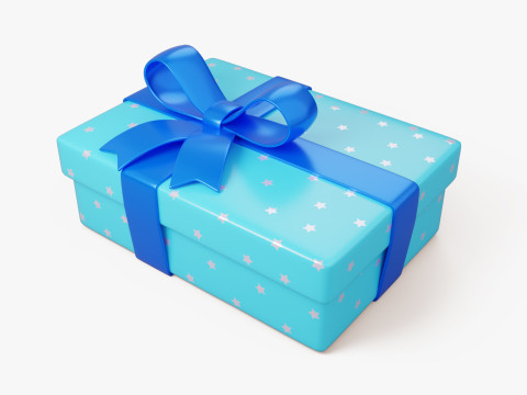 Stylized Blue Gift Box 3D Модель