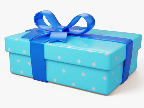 Stylized Blue Gift Box 3D Model