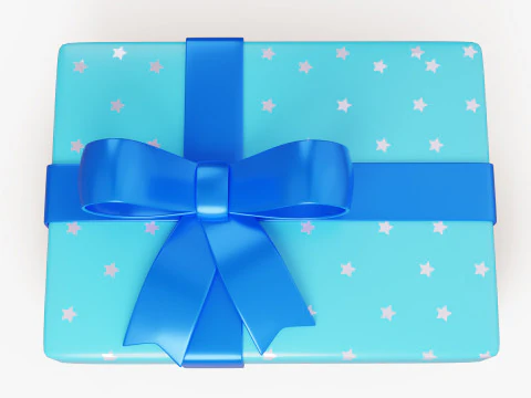 Stylized Blue Gift Box 3D Model
