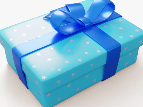 Stylized Blue Gift Box 3D Model