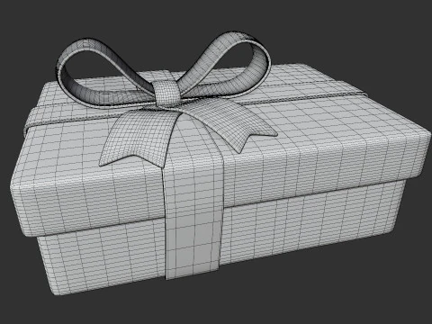 Stylized Blue Gift Box 3D Model