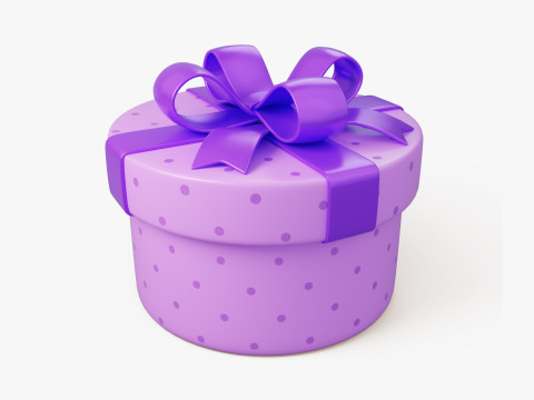 Stylized Purple Gift Box 3D Модель