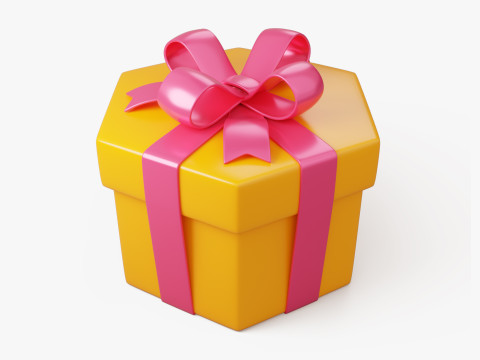 Stylized Hexagon Gift Box 3D Model
