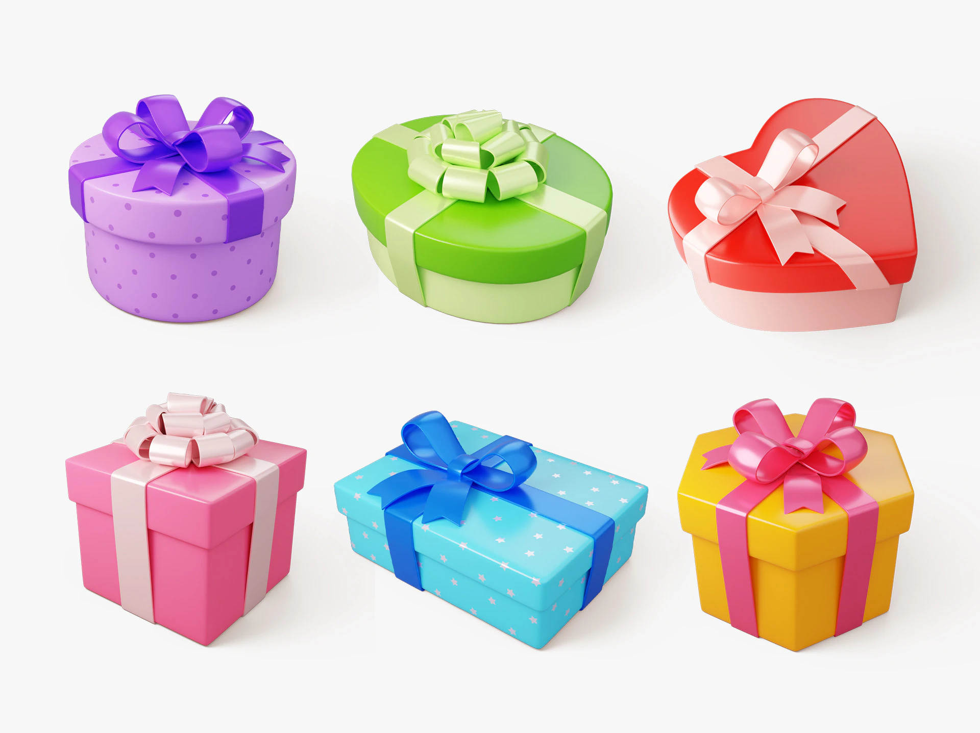 Stylized Gift Box Pack 3D Model .c4d .max .obj .3ds .fbx .stl .blend 