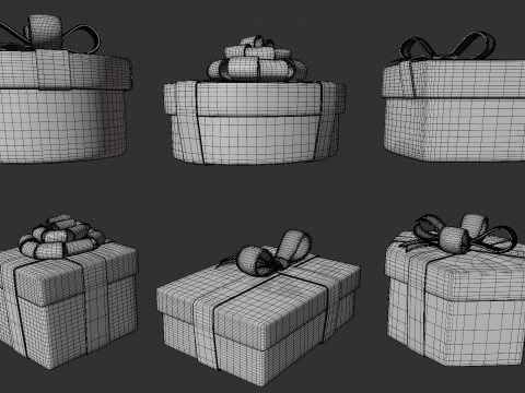 Stylized Gift Box Pack Modelo 3D
