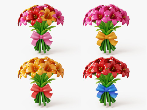 Stylized Lily Bouquet Pack Modelo 3D