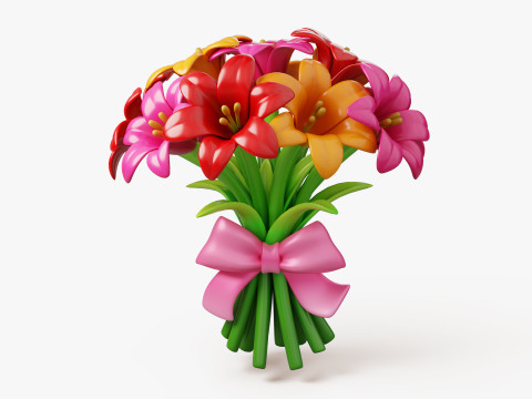 Stylized Lily Bouquet Pack 3D Модель