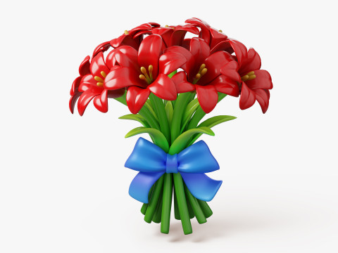 Stylized Lily Bouquet Pack 3D Модель