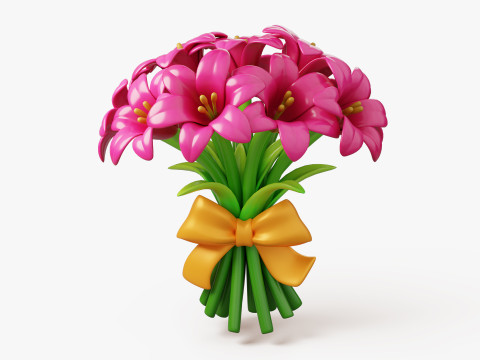 Stylized Lily Bouquet Pack 3D Модель