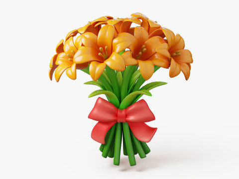 Stylized Lily Bouquet Pack 3D Модель