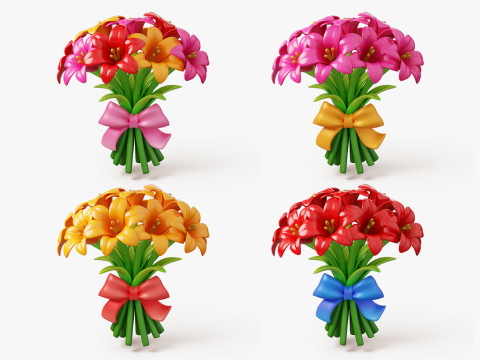 Stylized Lily Bouquet Pack 3D 모델
