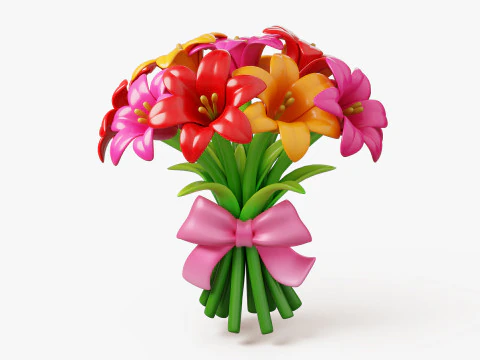 Stylized Lily Bouquet Pack 3D Model